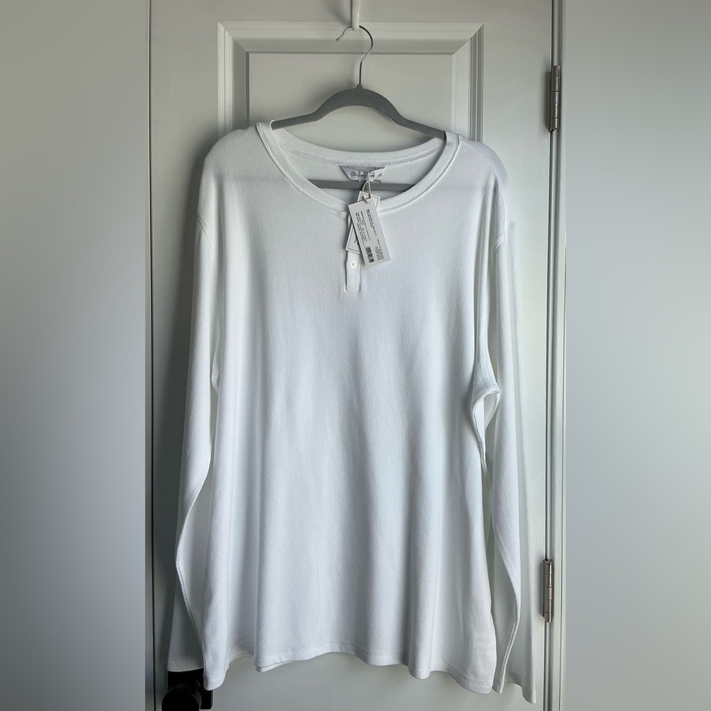 The Company Store Men’s Henley Pajama Top White NWT (Size XXL)
